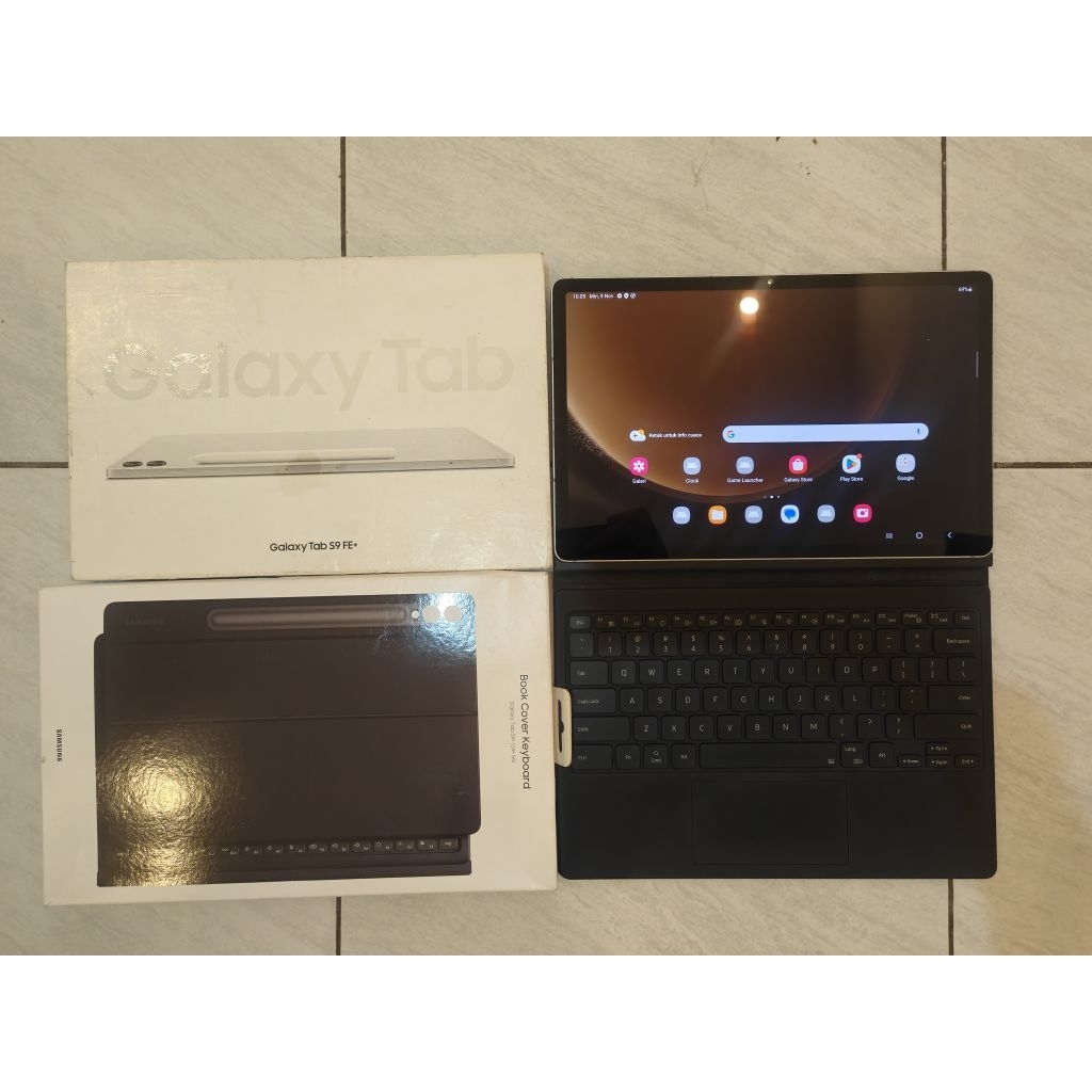 Samsung Tab S9 FE Plus Wifi + keyboard ori 8/128gb sein second seken bekas