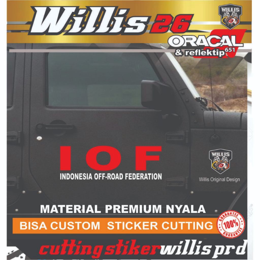STIKER CUTTING PINTU MOBIL IOF MOUNTAIN OFF ROAD 60 CM