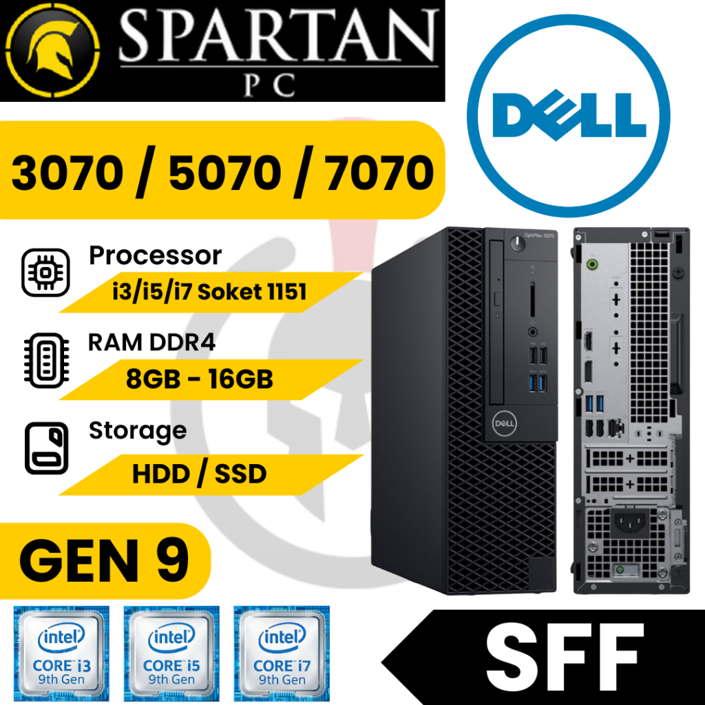 Dell Optiplex 3070 / 5070 / 7070 SFF Core i3 / i5 / i7 Gen 9 - PC Komputer SFF SLIM