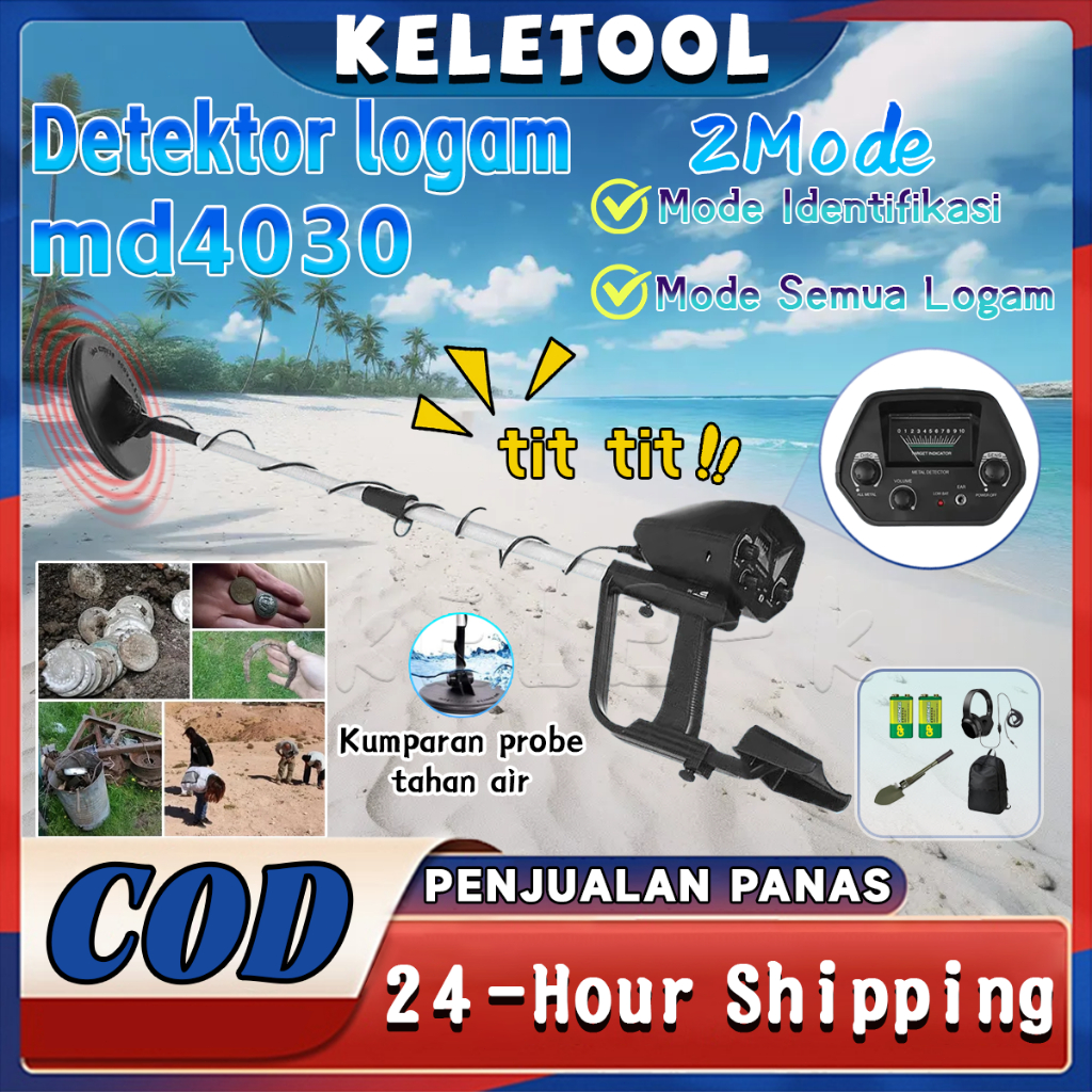 MD-4030 Detektor Logam Emas Dalam Tanah Metal Detector Emas Sensitif Tahan Air Dalam Tanah Pencari D