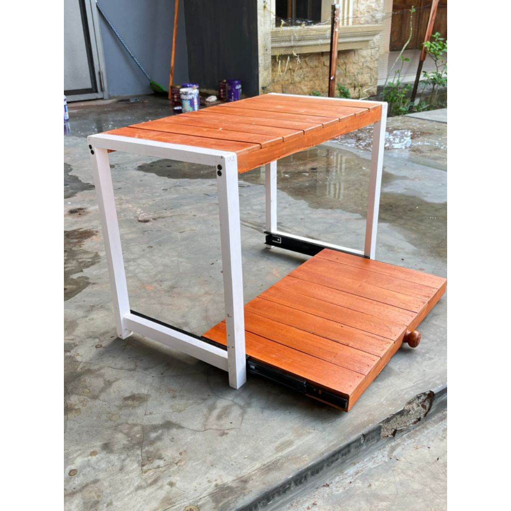 Meja Oven Microwave Sliding 2 Susun rak serbaguna