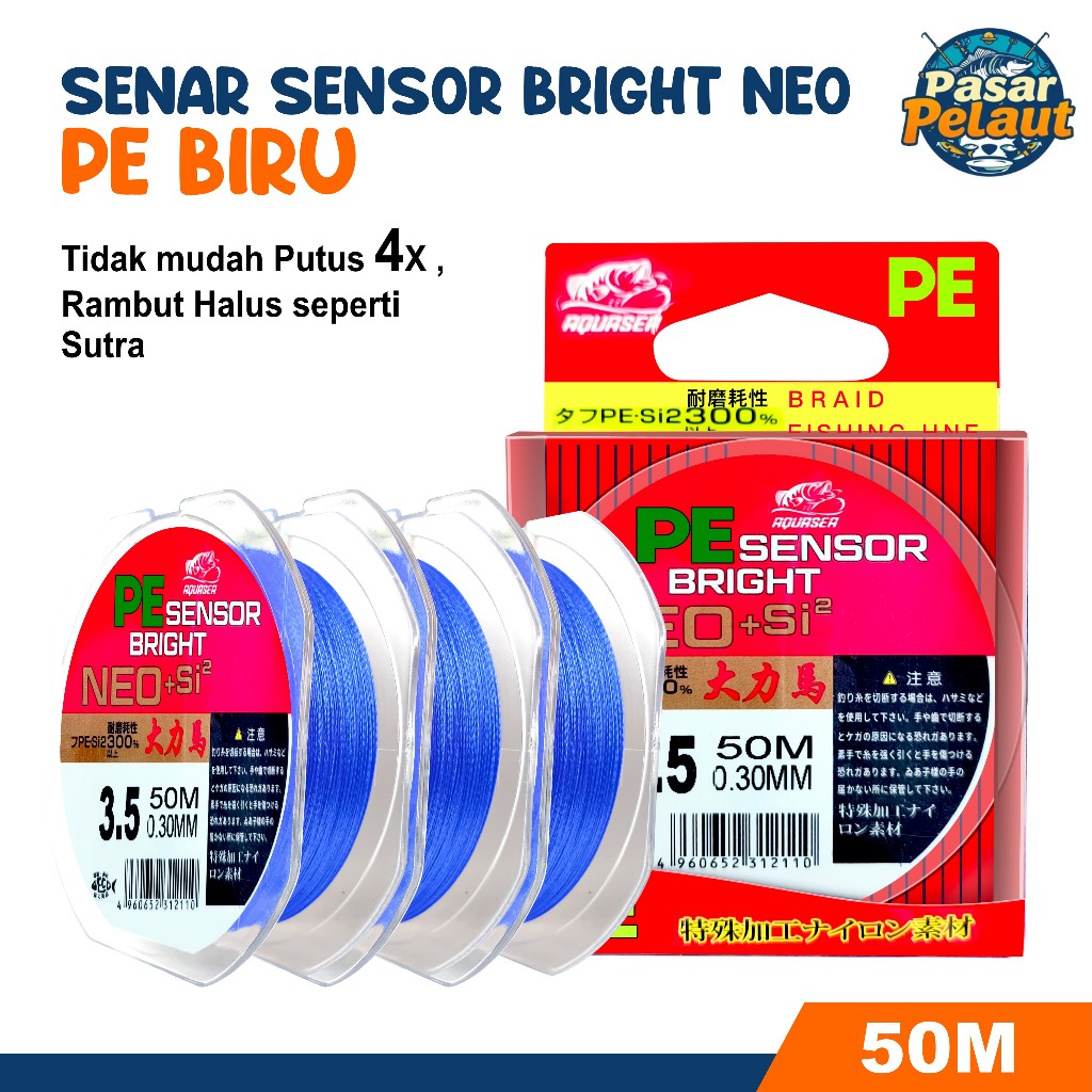 PASAR PELAUT Tali Pancing PE Sensor Bright NEO+Jepang Senar Pancing 50m SuperKuat benang pe senar mu
