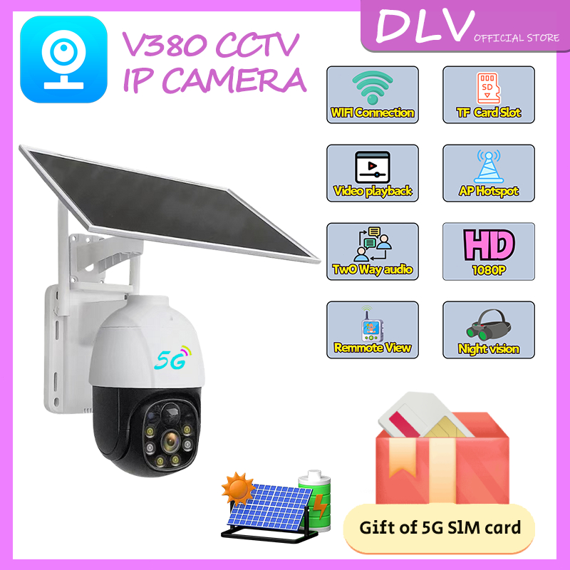 V380 pro CCTV SIM card 4G 8MP Kamera Surya waterproof outdoor tanpa kabel CCTV jarak jauh lewat hp