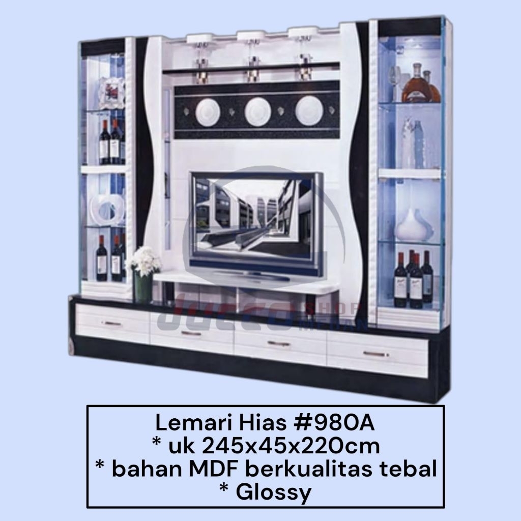 [ JUCCO ] Lemari Hias Minimalis Import - Lemaei Hias 210cm - Buffet TV lemari Hias - Lemari Hias TV 