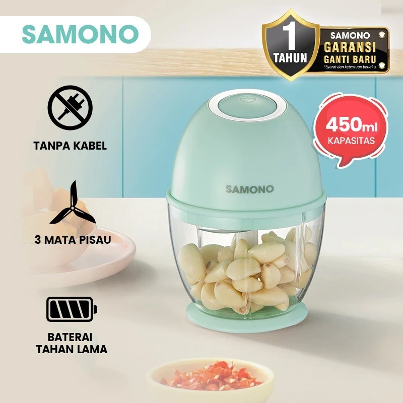 Samono Mini Chopper Portable Blender Kapasitas 450ml Penggiling Bumbu MPASI SW-L6 BATAM
