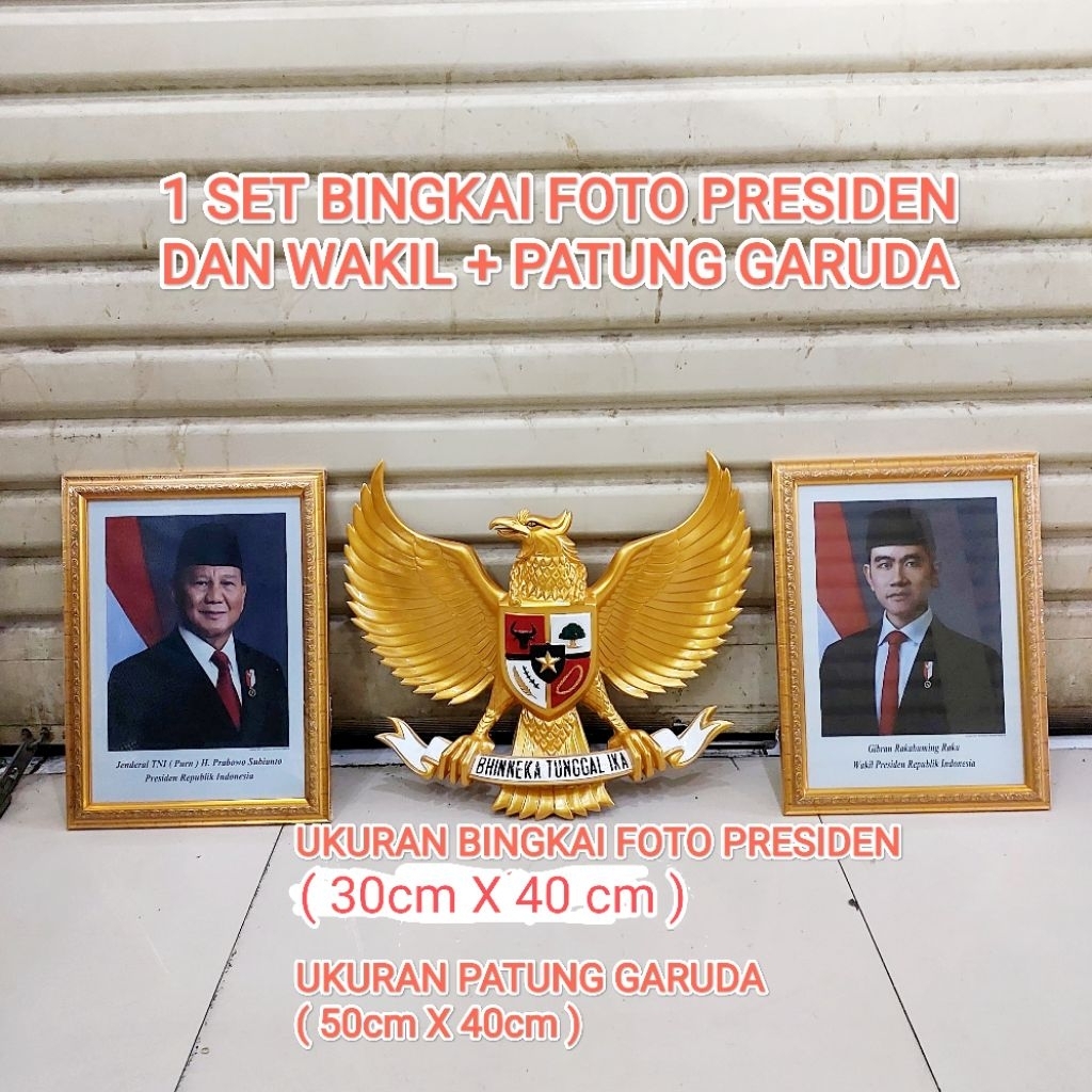 1 set figura bingkai presiden dan wakil presiden + patung burung garuda