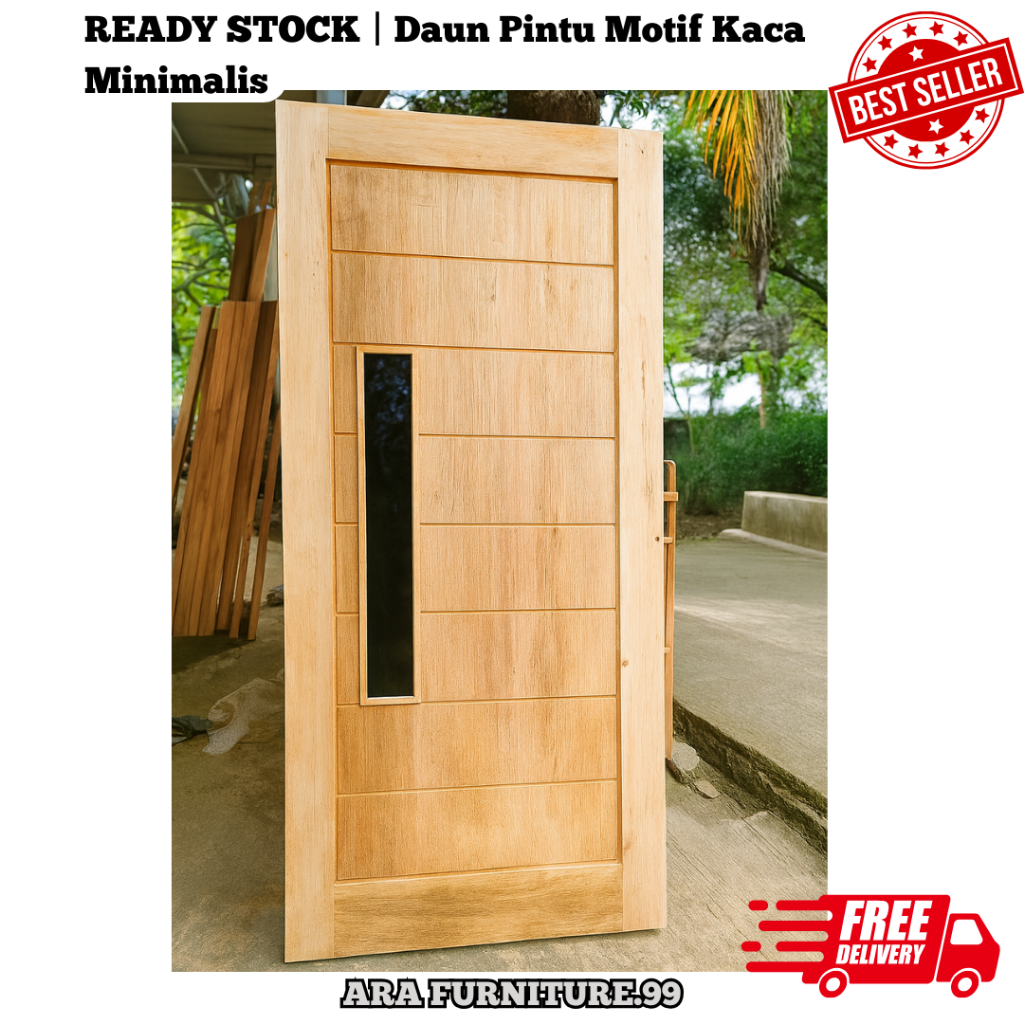 daun pintu motif kaca minimalis kayu mahoni
