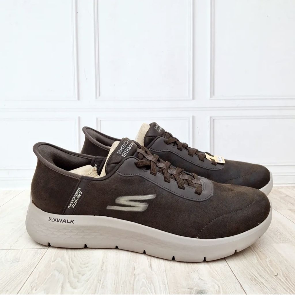 Sepatu Casual Slip On Pria SKECHERS Go Walk Flex Slip Ins 216326/BRN 100% Original Resmi (Size 45)
