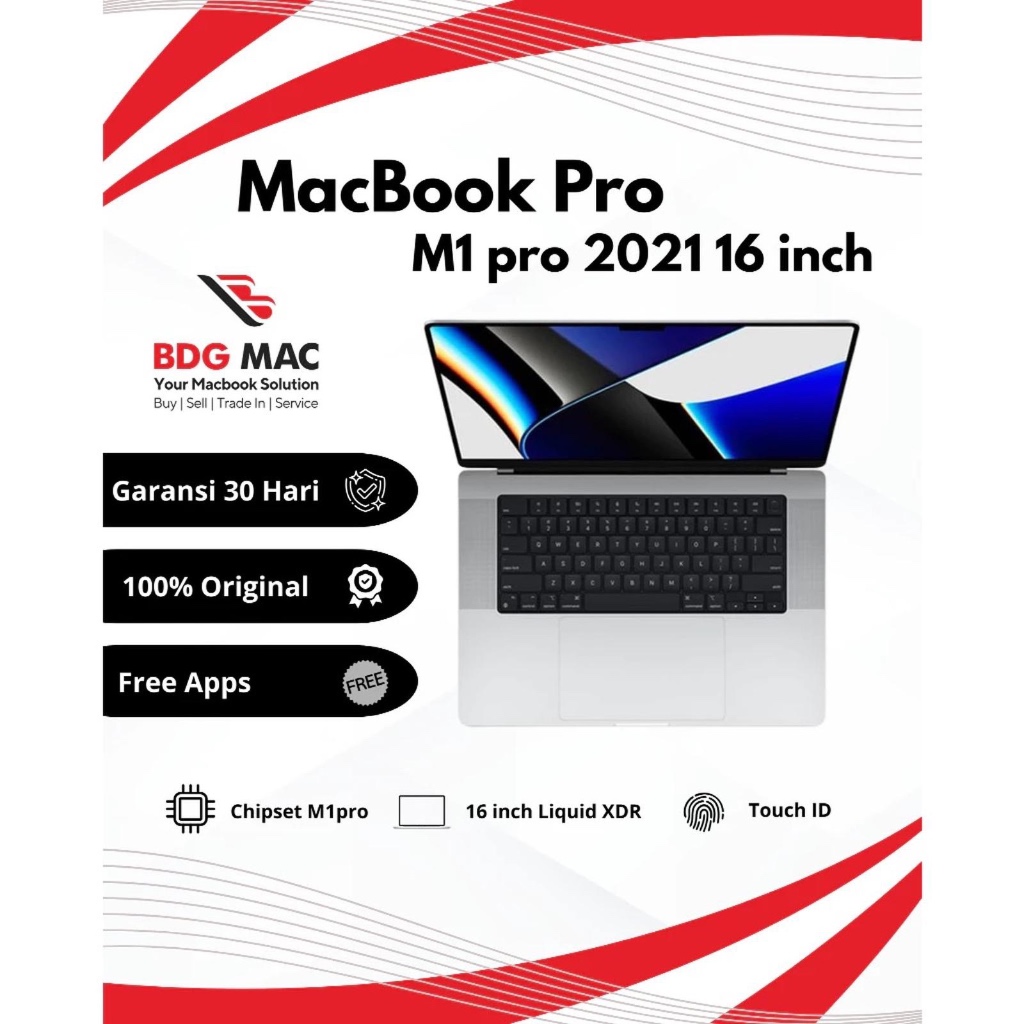 MacBook Pro M1 Pro 16 inch 2021 32GB / 512GB Fullset Second Original