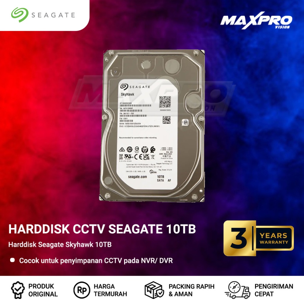 SEAGATE - HDD SEAGATE SKYHAWK 10TB GARANSI 3 TAHUN