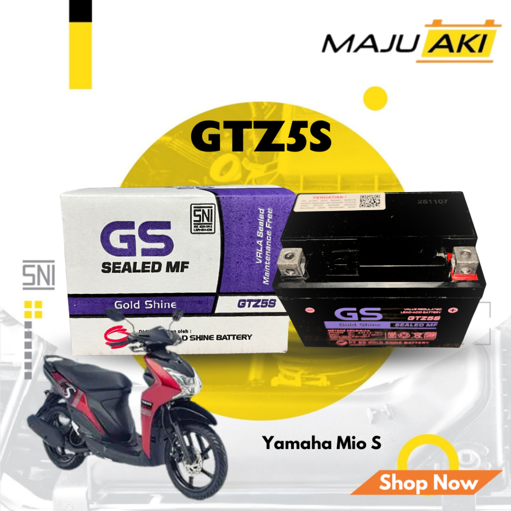 Aki Motor GS GTZ5S YAMAHA Mio S Aki Kering Gold Shine Sealed MF