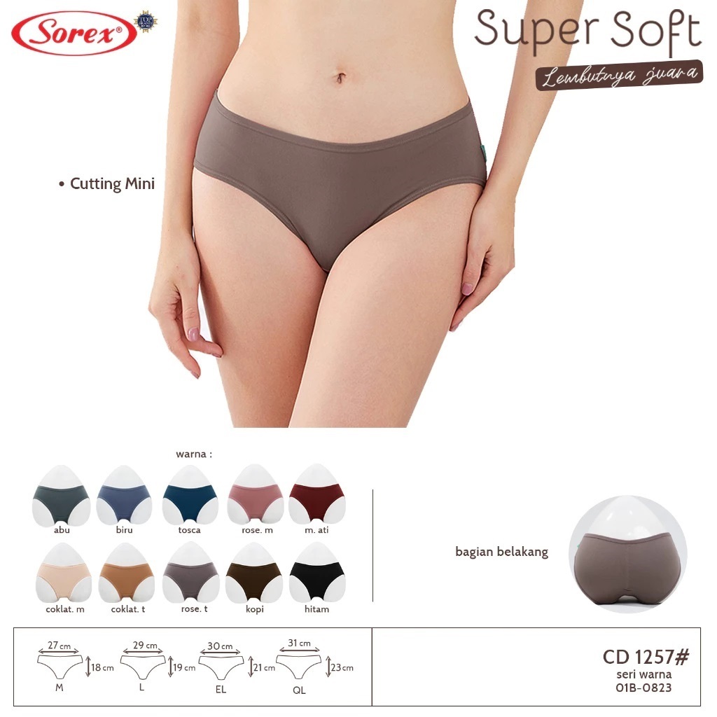 ( 12pc ) CD Sorex 1257 | Sorex Celana Dalam Wanita Basic Mini Super Soft Lembut - Warung Mintul