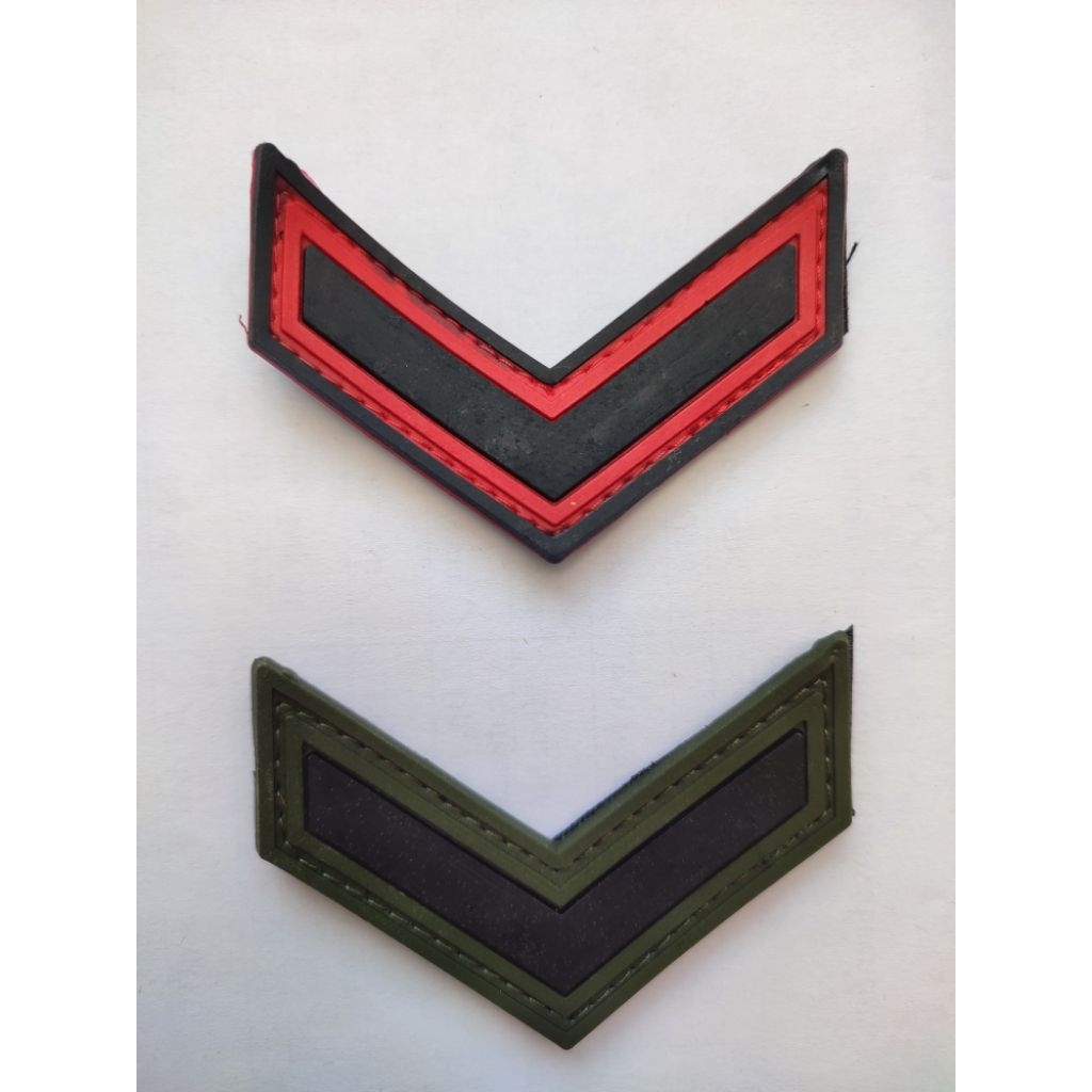 Patch Rubber Velcro / Pangkat Serda List Merah List Hijau