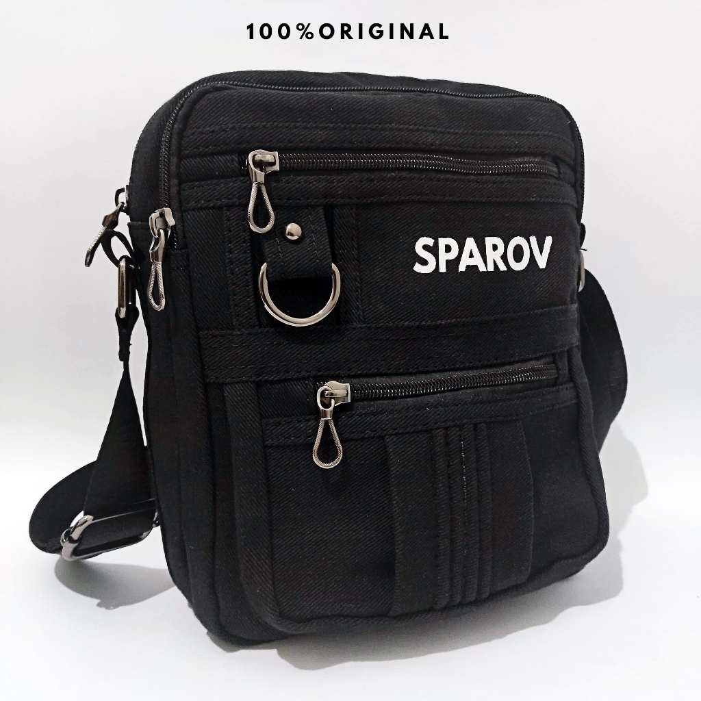 Tas Selempang Pria Premium Bahan Jeans Denim Casual Muat Banyak Cocok Buat Harian