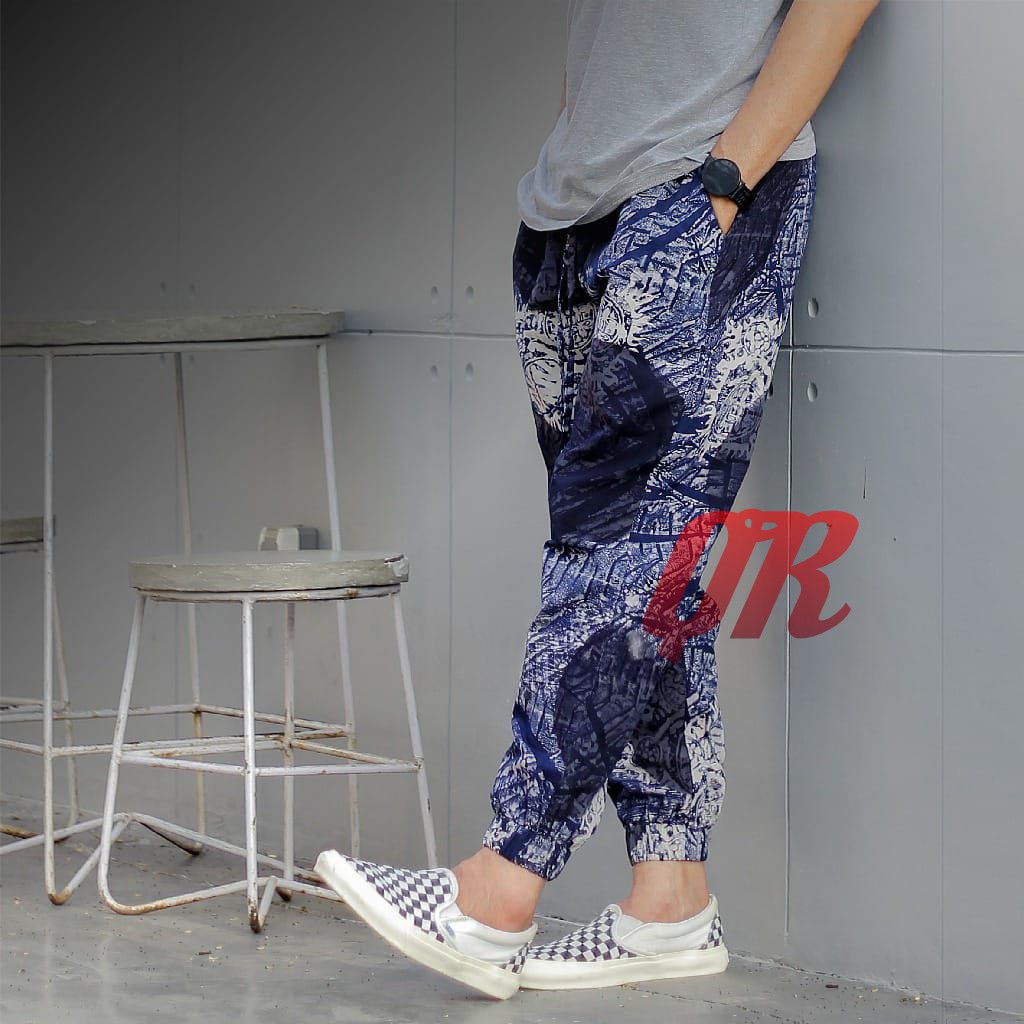 Celana joger batik abstrak premium kekinian kode QR10