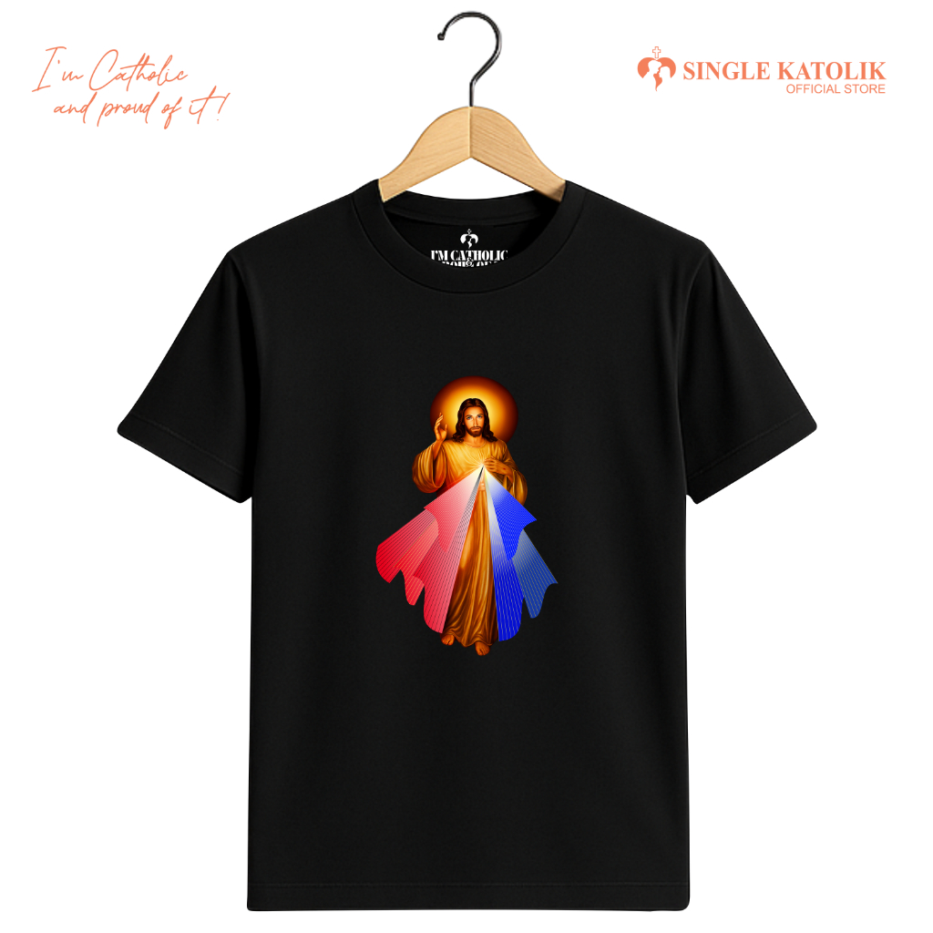 YESUS KERAHIMAN ILAHI - Kaos Rohani - Katun Premium 100% - Sangat Nyaman - Single Katolik Official S