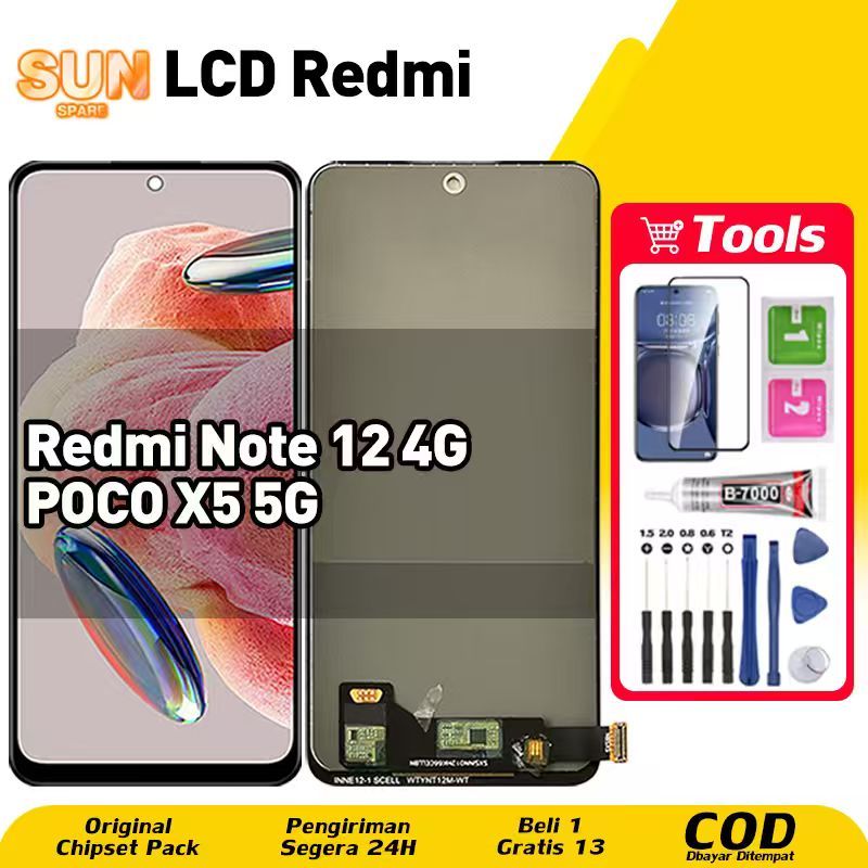 Original For LCD Redmi Note 12 4G LCD POCO X5 5G asli hp layar lcd anti blue light HD HOT SALE Kuali