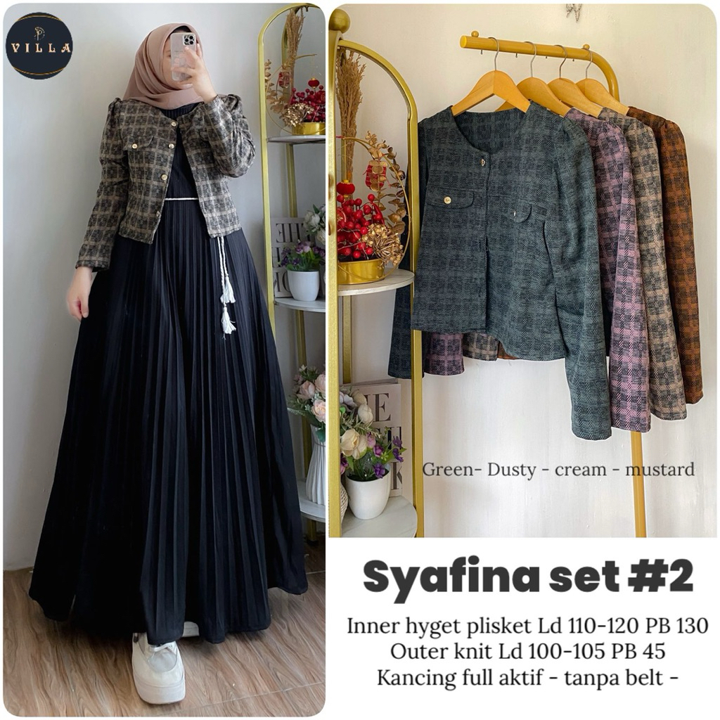 Syafina set inner+outer• Tartan set rok • Anindya  set rok bahan scuba by Villa