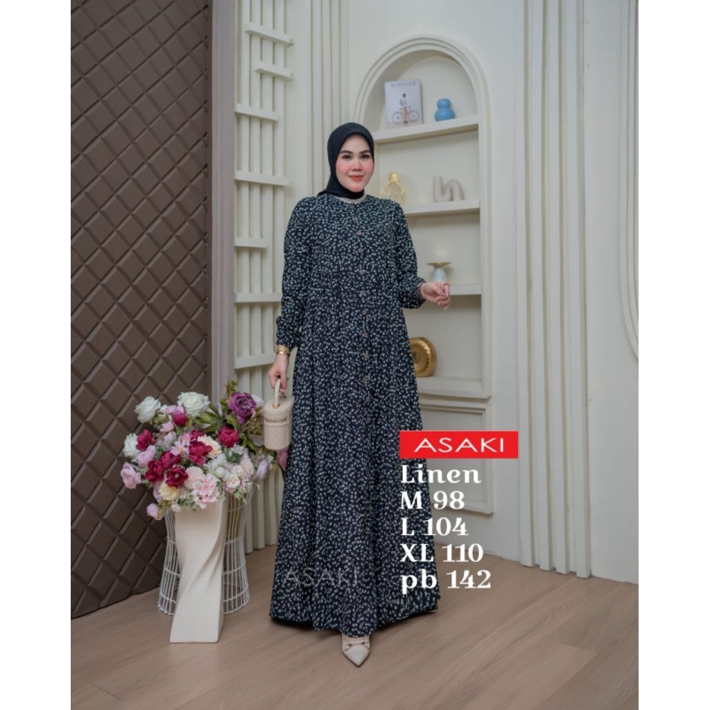 Gamis flanel / gamis linen / gamis casual /gamis terbaru / gamis ASAKI Original