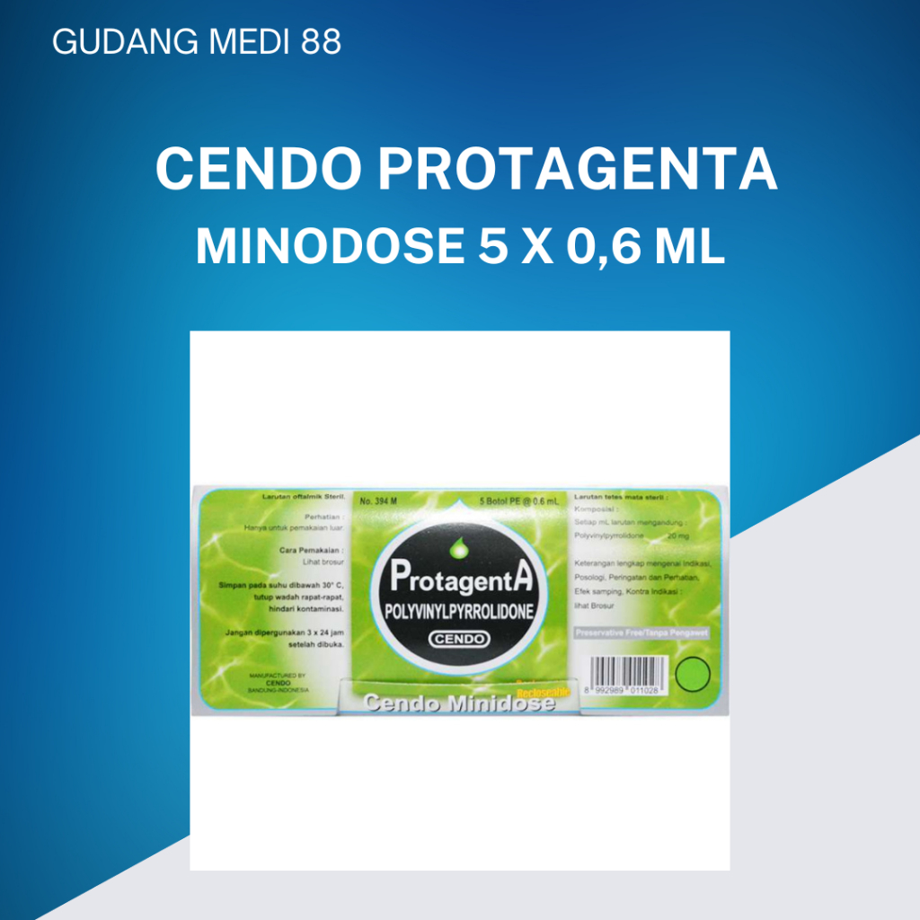 Cendo Protagenta Minidose Strip 5 x 0,6 ml / Pelumat Mata / Obat Tetes Mata Kering