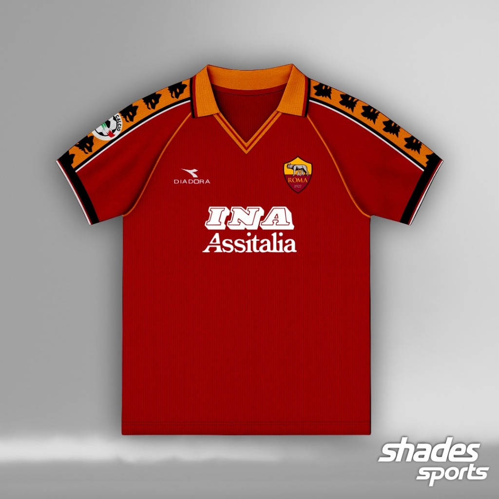 Jersey AS Roma 1998 Vintage Dryfit Free Nameset // Baju AS ROMA // Kaos AS ROMA Home dan Away // Fre