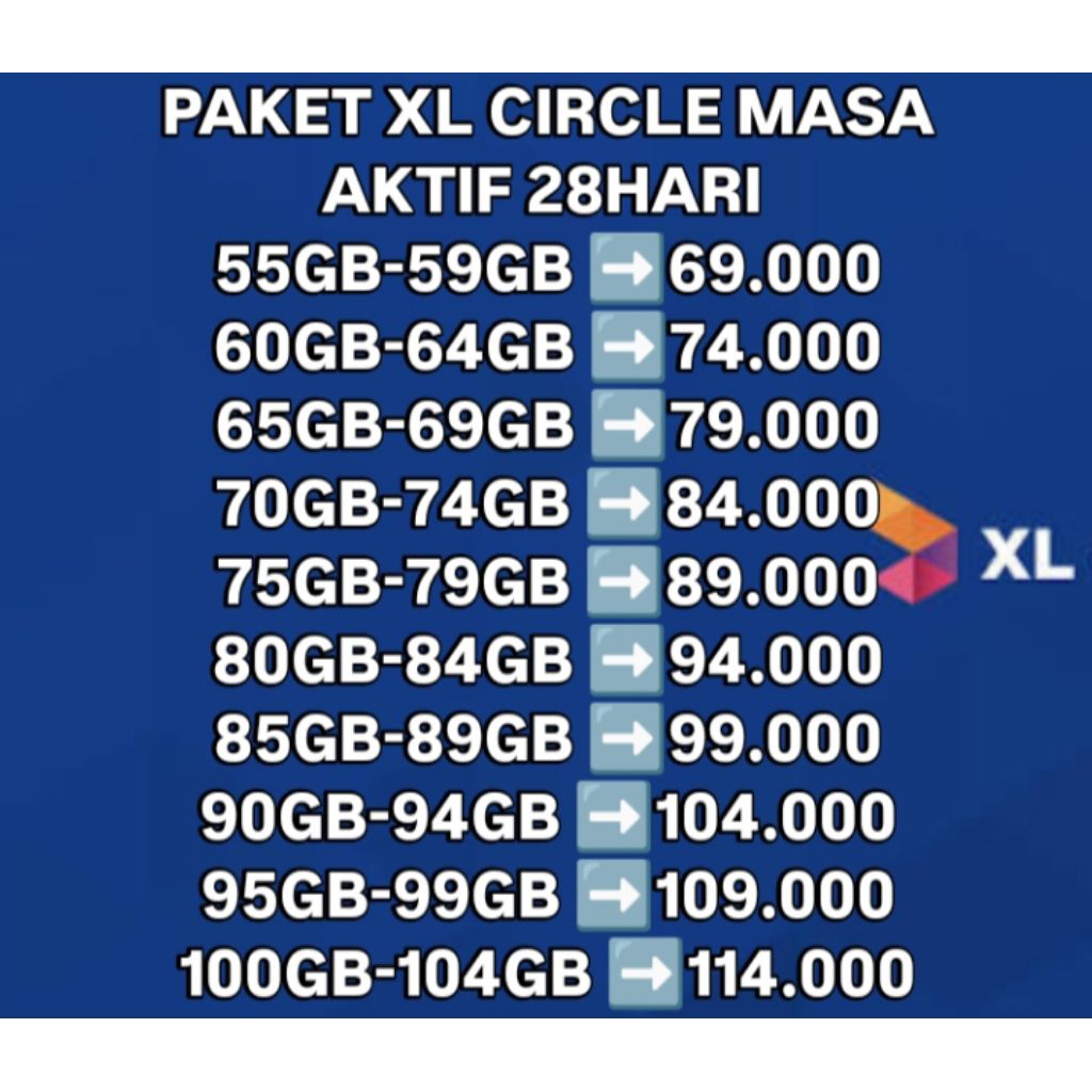 KUOTA XL CIRCLE MURAH 24 JAM 28HARI