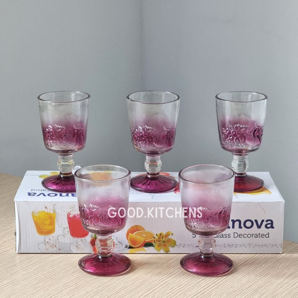 G231 [5 PCS] GELAS KACA GELAS KAKI GELAS MINUM GELAS KOPI GELAS SOUVENIR MOTIF BUAH CASANOVA