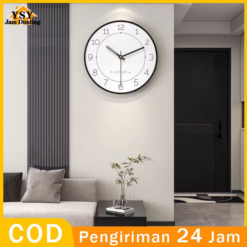 Jam Ruang Tamu Modern Minimalis Jam Dinding Dekoratif Hitam Putih Klasik Jam Dinding Seni Serbaguna