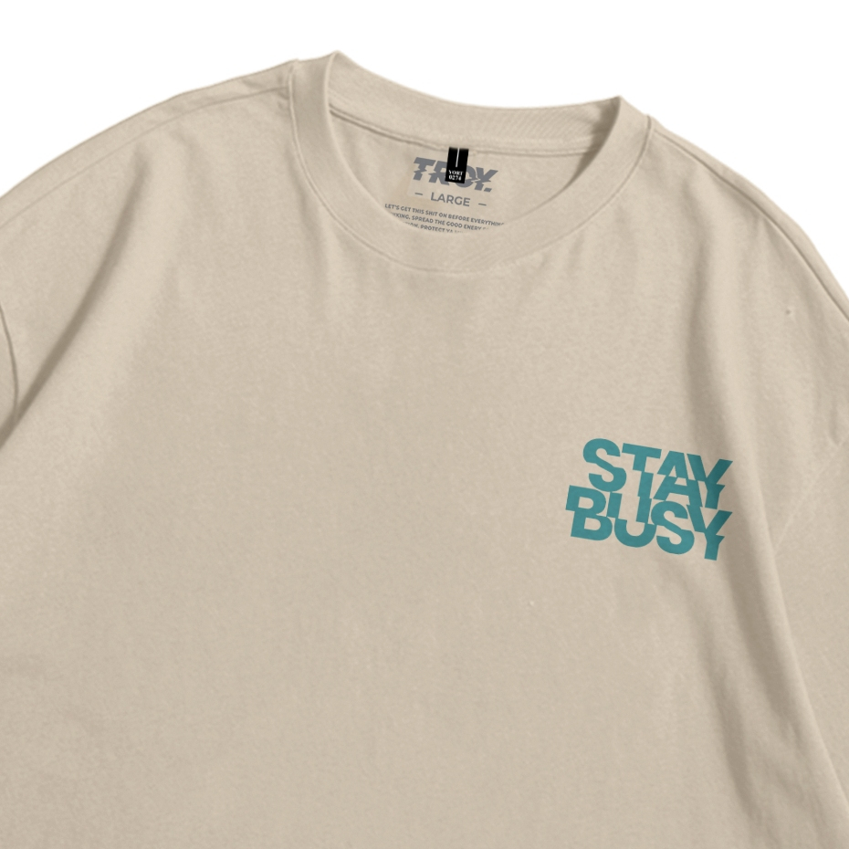 Troy Company Oversize Tshirt Beige Sliced - Kaos Oversize Coklat Beige Lengan Pendek OVD 3024