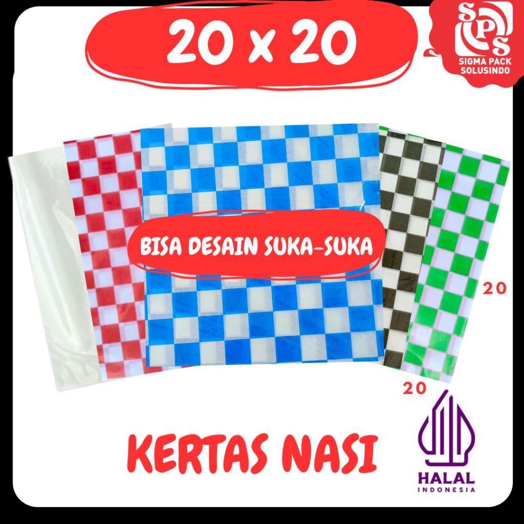 Kertas Nasi | 20x20 | KFC | Paper Wrap | Burger | Kebab | Food Grade | Hotdog | Zigma Pack
