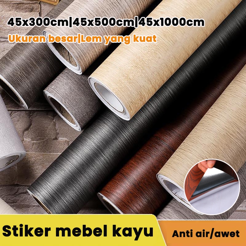[Lem super] stiker serat kayu walpaper lantai wallpaper motif kayu stiker meja kayu stiker lemari ka