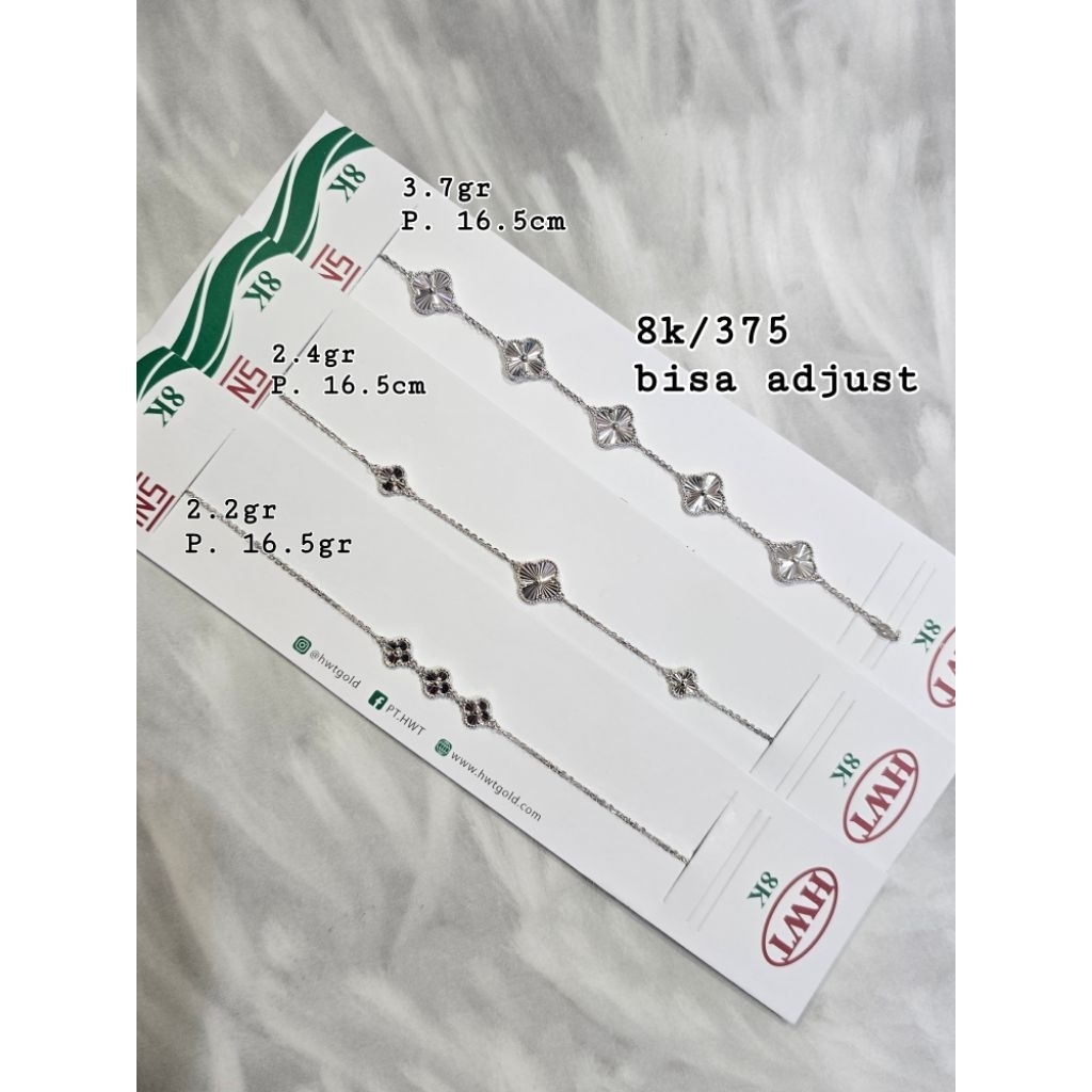 Gelang rantai bunga ukir mas putih