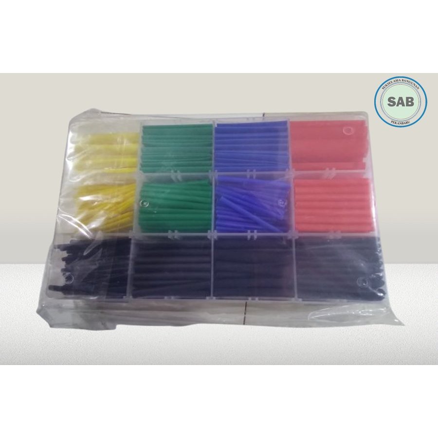 530 Pcs Set Kabel Bakar Bahan Polyolefin Warna Warni / Selang Bakar Kabel Isolasi Bakar