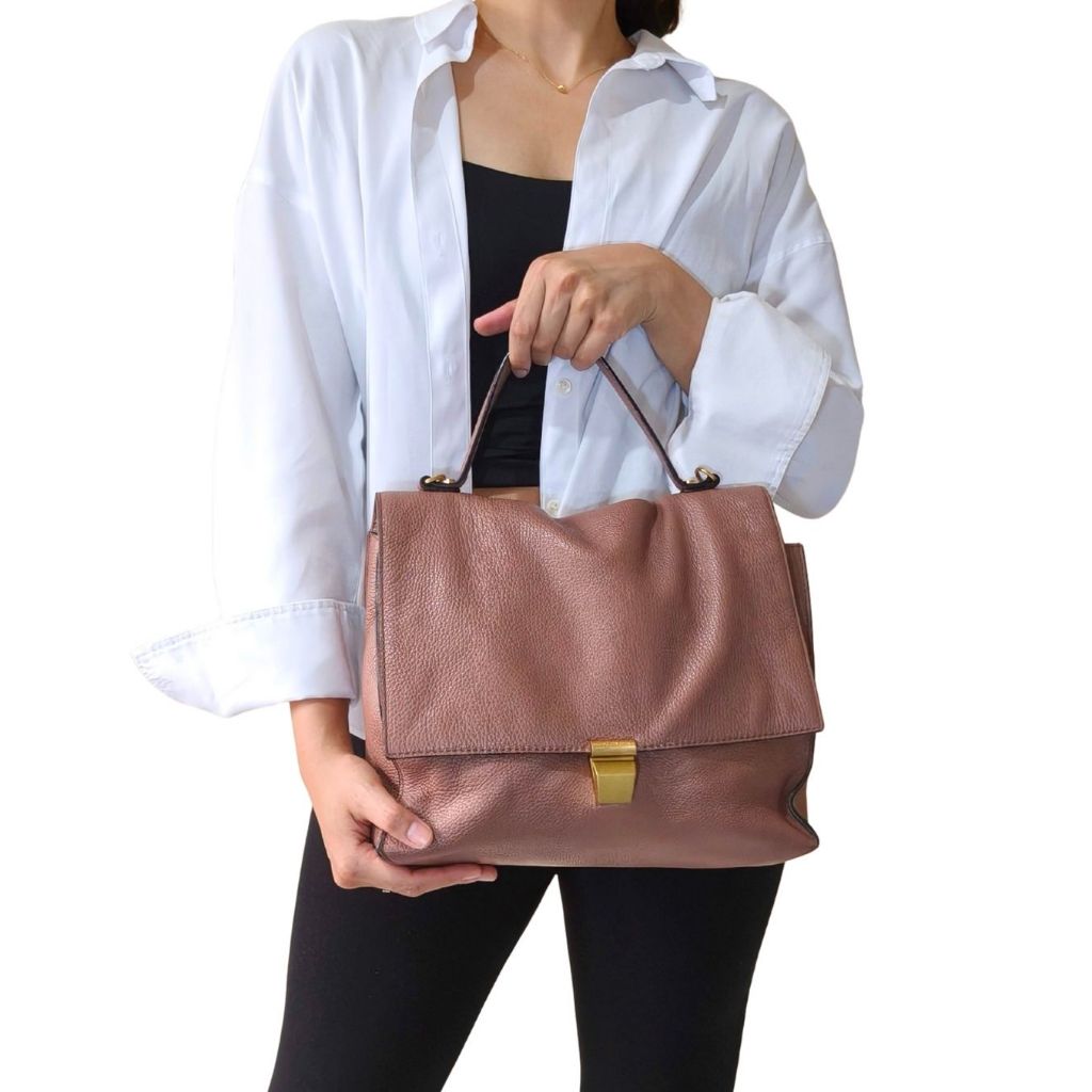 Coccinelle Frances Leather Medium Satchel Flap Bag