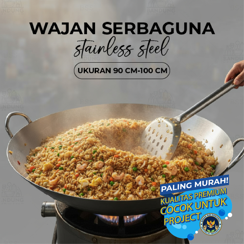 Paling Murah Wajan Stainless Steel Besar 90cm 100cm PenggorenganTebal  Kualitas Premium Project MBG 