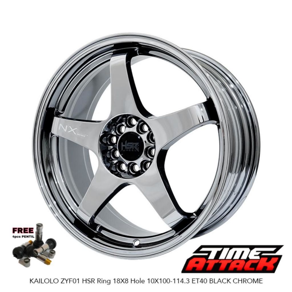 Velg Mobil Civic Ring 18 HSR WHEEL Tipe Kailolo Black Chrome Velg Hsr R18