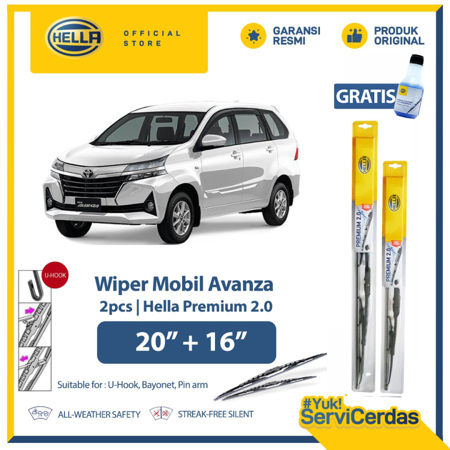 Wiper Mobil TOYOTA Avanza (2004-2011)  20” + 16” (2pcs) - HELLA Premium 2.0