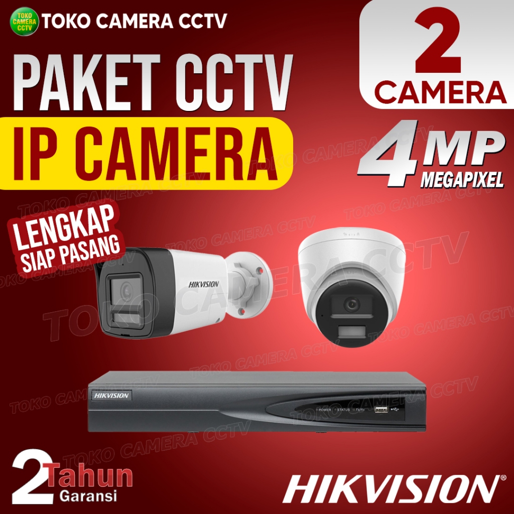 PAKET CCTV IP CAMERA HIKVISION 4MP 4 CHANNEL 2 KAMERA