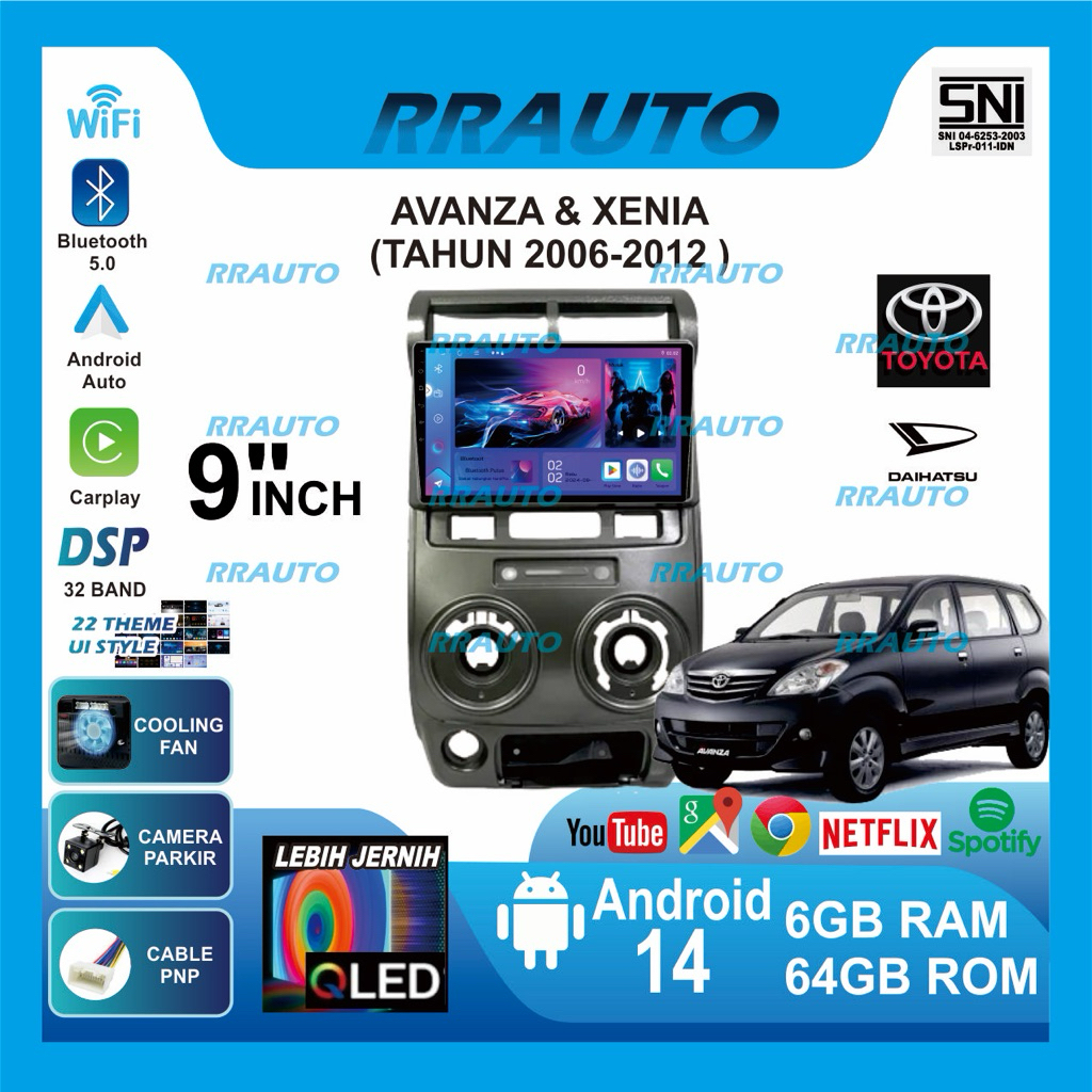 Avanza Xenia 2006-2012| 6+64gb Tape TV Mobil,Headunit Android OS 13,Apple Carplay,AndroidAuto,IPS,Wi