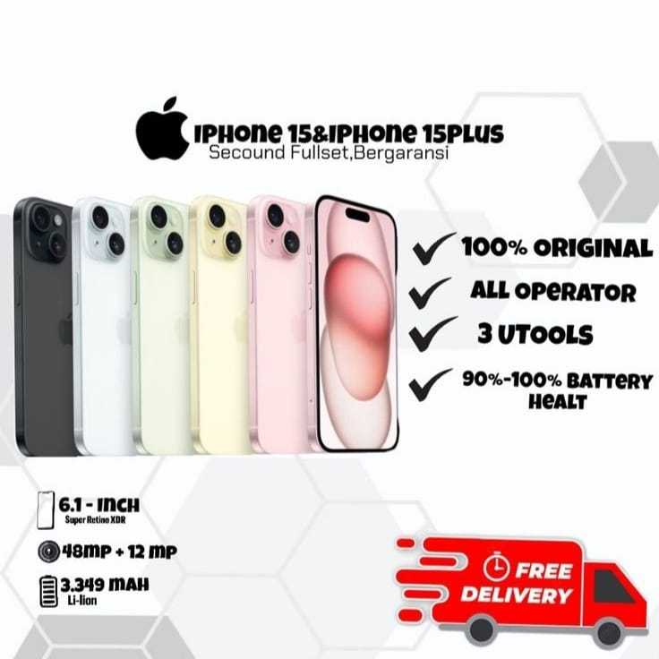 IPhone 15 & Iphone 15 Plus 128GB Second Mulus Fullset