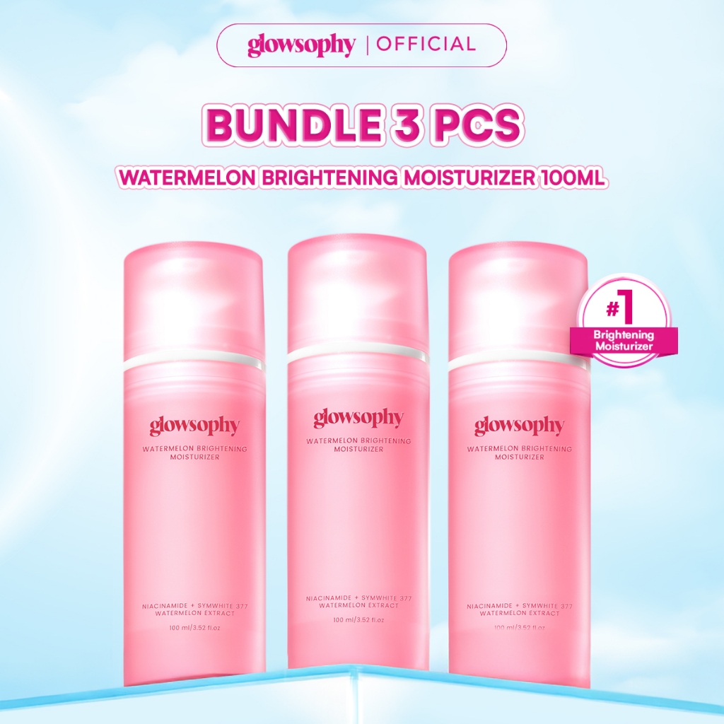 Glowsophy Bundle 3Pcs Watermelon Brightening Moisturizer 100 ml x 3 - Niacinamide Mugwort Gel Day an