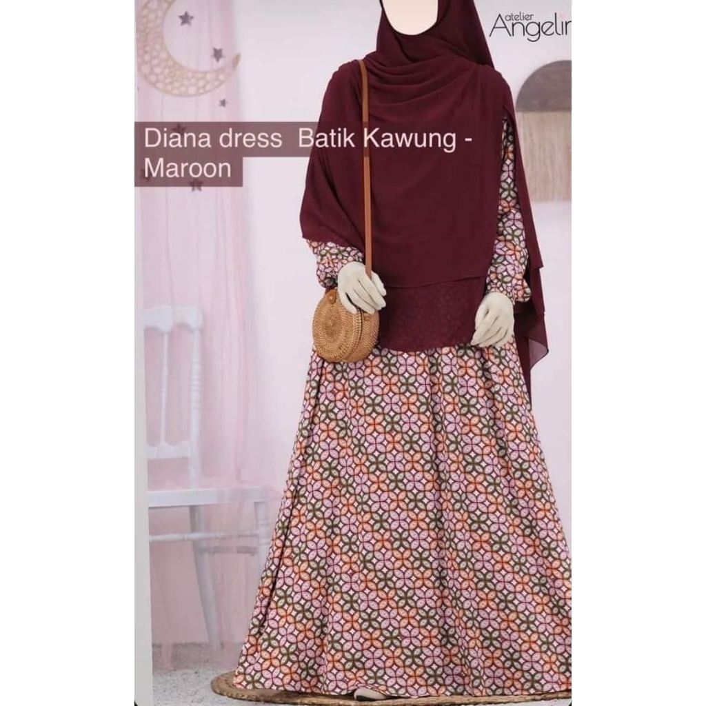 READY STOCK DIANA DRESS BATIK KAWUNG BY ATELIER ANGELINA | DRESS ATELIER ANGELINA MATERIAL PARIS VIS