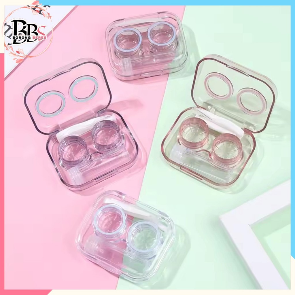BORES Softlens Case Bening Plastik Tempat Kontak Lensa + Penjepit + Tongkat Tempat Softlens Bening S