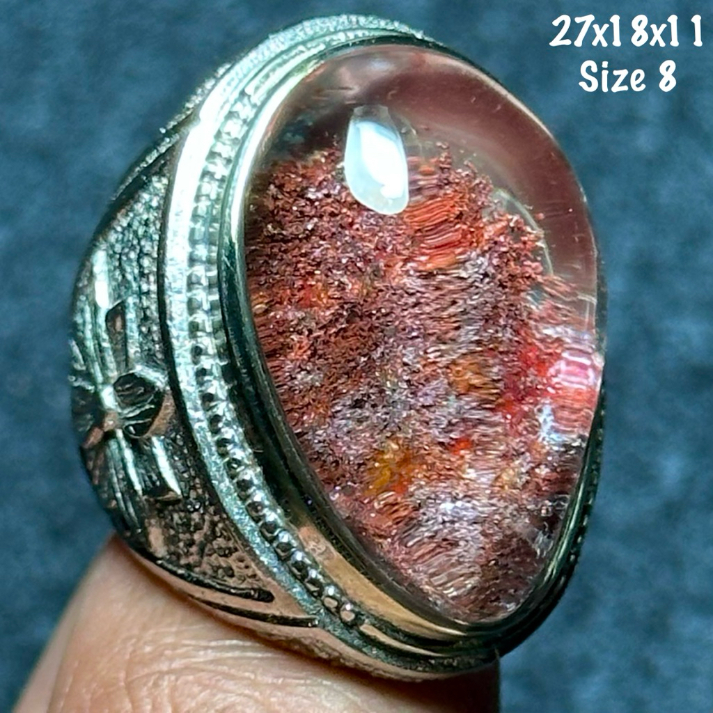 Cincin Batu Akik Natural Kecubung Karang Jumbo Jenong Aquarium (asli alam)