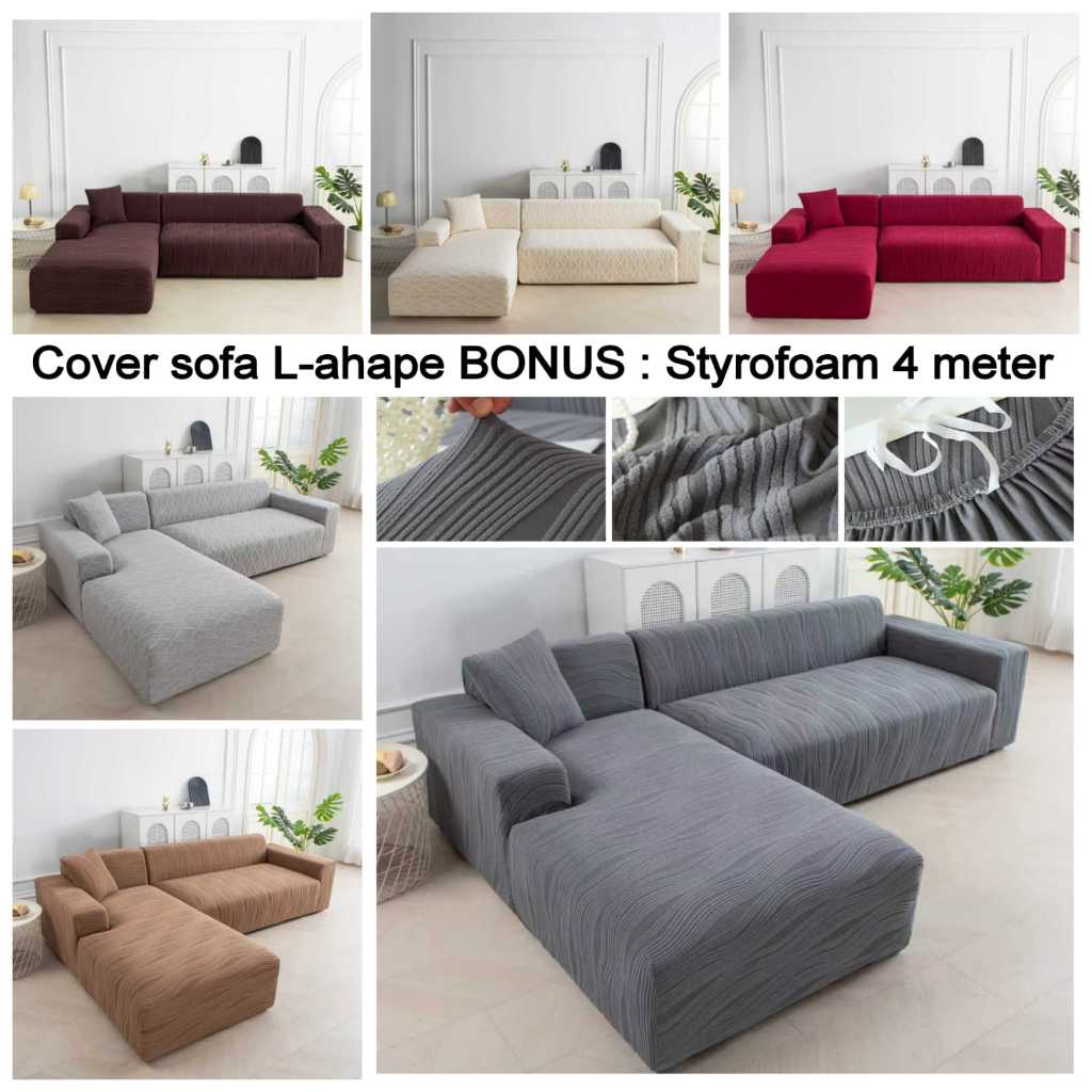 Elastis Sofa Cover Beludru L-SHAPE elastis / Tebal Anti Slip / Sarung Kain Penutup Sofa LETER-L Mode