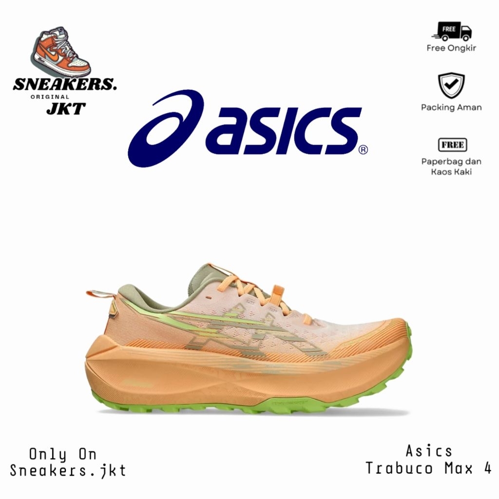 Sepatu Running Trail Asics Trabuco Max 4 Cream/Khaki Original