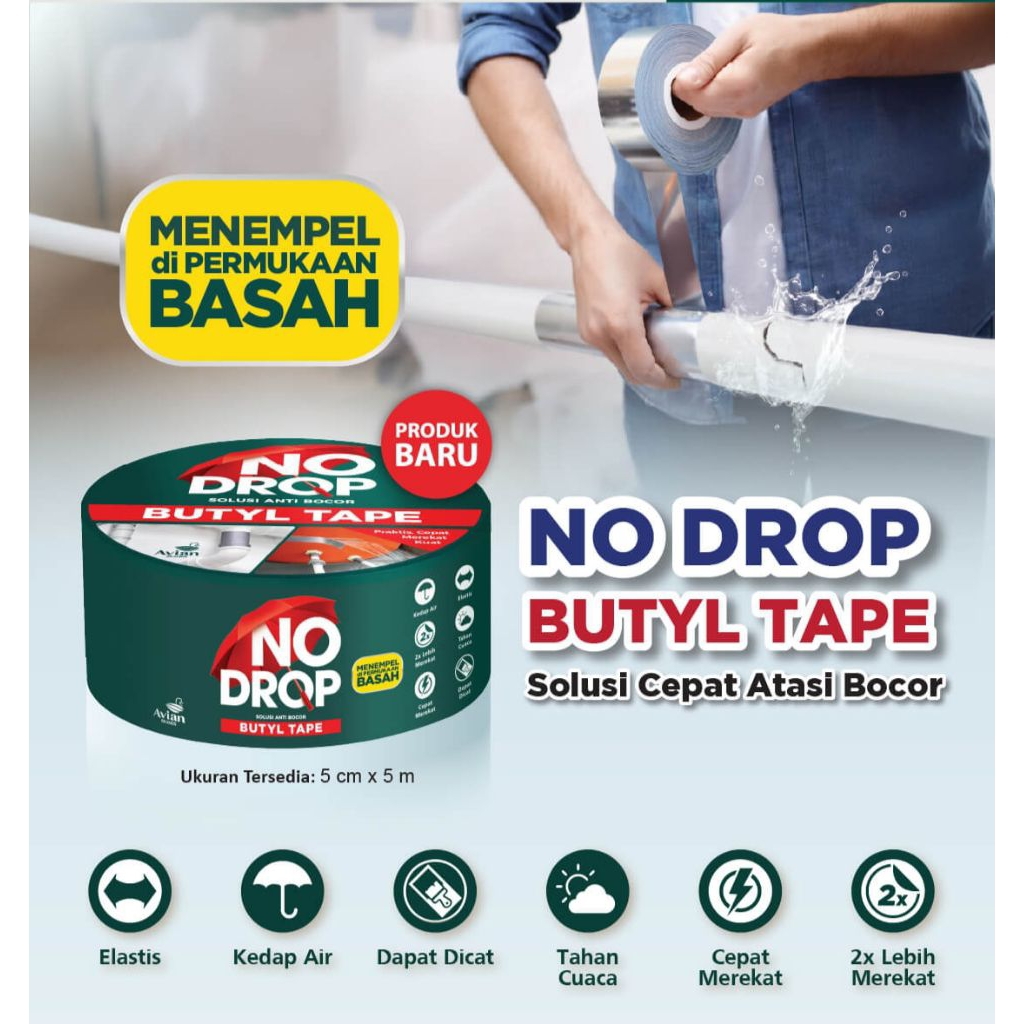 Lakban pipa bocor / Lakban Torn Air Bocor / Lakban Talang Air Bocor / No Drop Butyl Tape Anti Bocor 