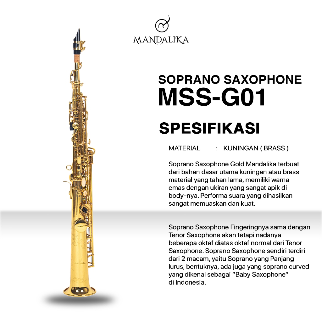 NEW  Soprano Saxophone Mandalika Gold Fullset Include Hardcase