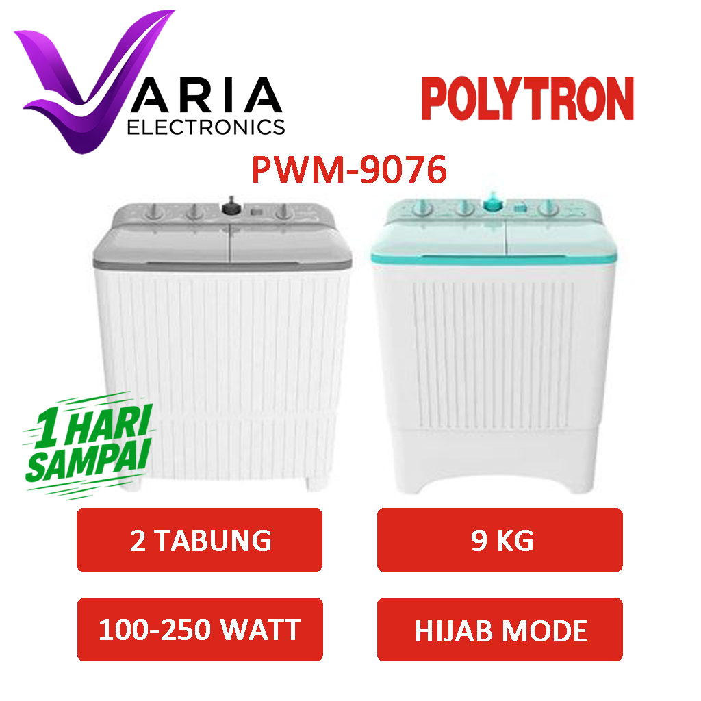 MESIN CUCI POLYTRON 9076 MESIN CUCI 2 TABUNG 9 KG HIJAB MODE