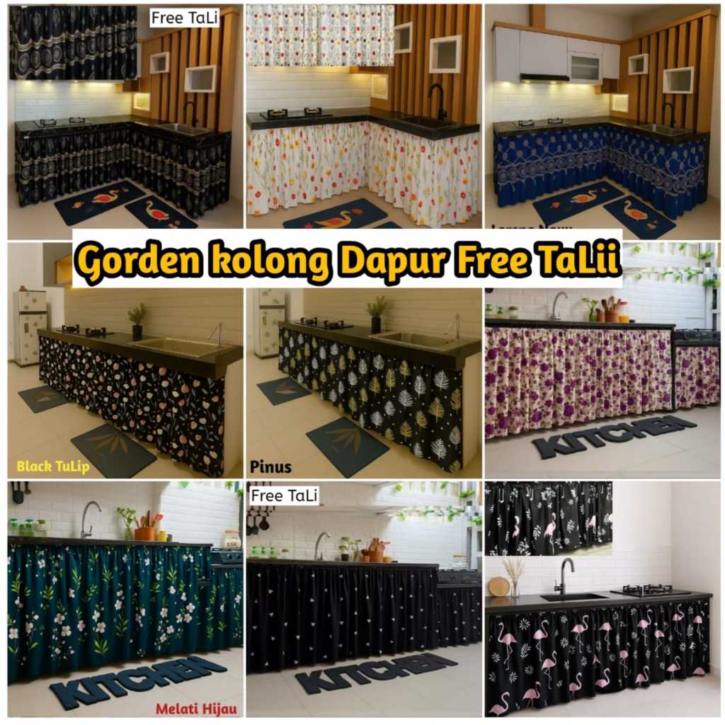 Aura Gorden Kolong Dapur Serbaguna, Bahan Poliester Premium Ukuran 100cm X 70cm Bonus Tali